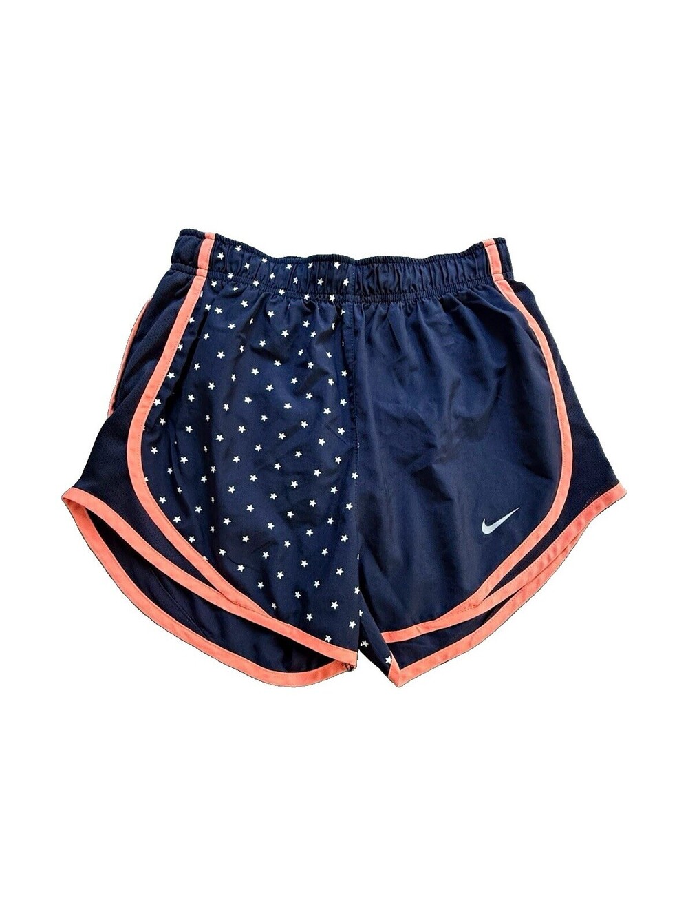 Nike Dri-FIT Women’s Athletic Running Shorts xS Navy White Pink Stars Mesh